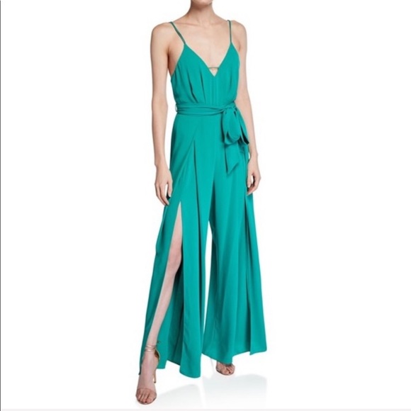 NWT Avec Les Filles Criss Cross Slit-Leg Jumpsuit - Picture 1 of 4